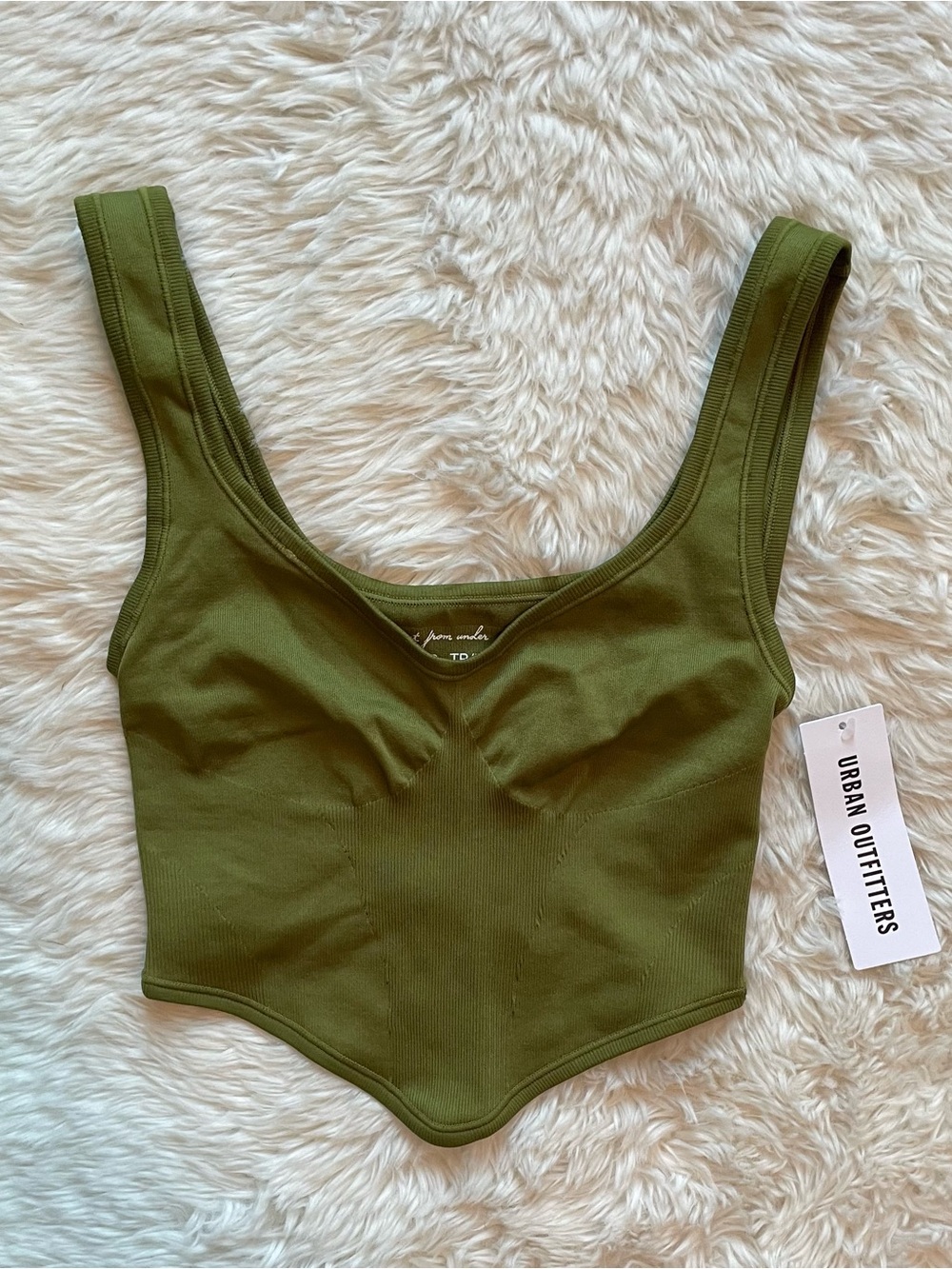NWT Urban Outfitters Out from Under moss green corset style ribbed tank top XS S